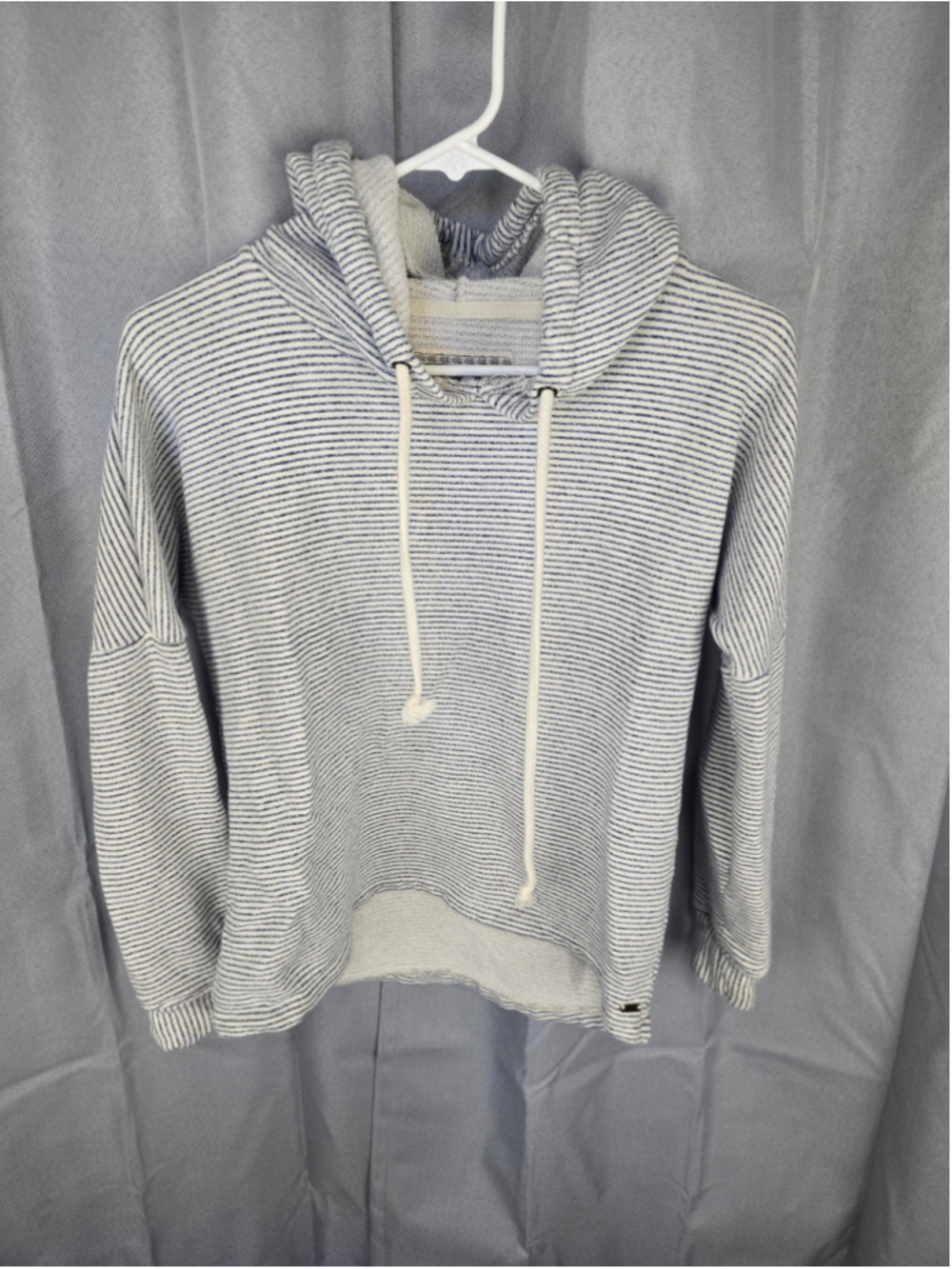 Women's O'Neill Striped Hoodie Sweatshirt Size S White Blue
